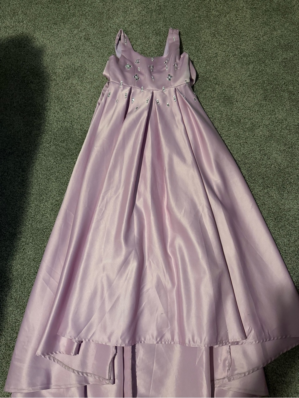 Girls' Lavender Satin Party Dress with Embellished Bodice